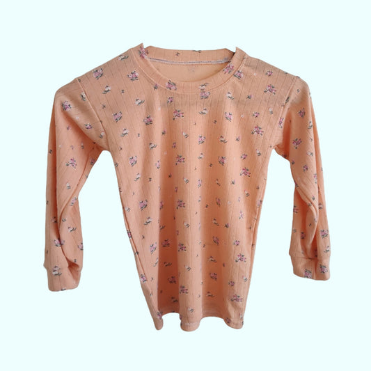 Floral in Orang Long Sleeve Shirt - LittleBunnies