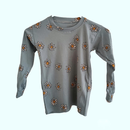 Daisy on Grey Long Sleeve Shirt - LittleBunnies