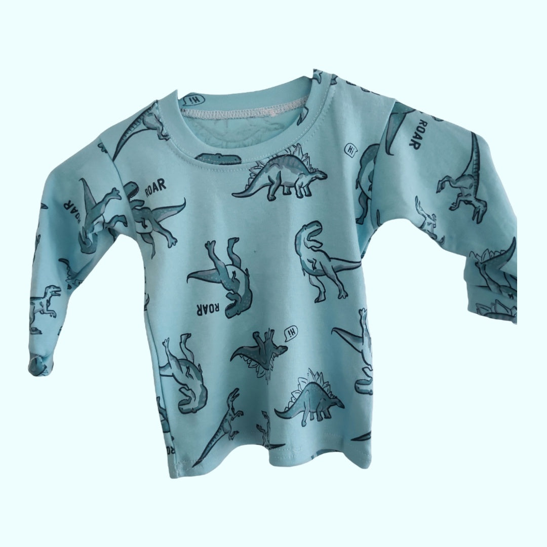 Blue Dino Long Sleeve Shirt - LittleBunnies