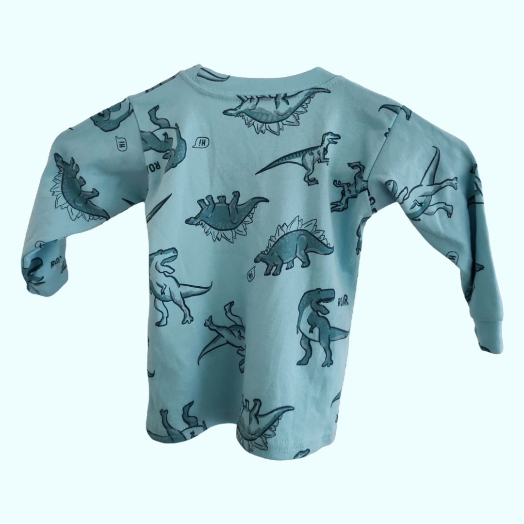 Blue Dino Long Sleeve Shirt - LittleBunnies