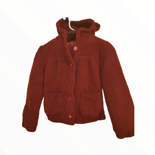 Hooded Teddy Jacket in Maroon - LittleBunnies